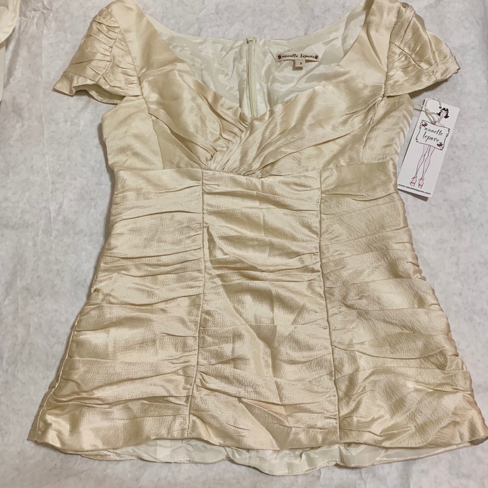Nanette Lepore cream silk top Sz 0